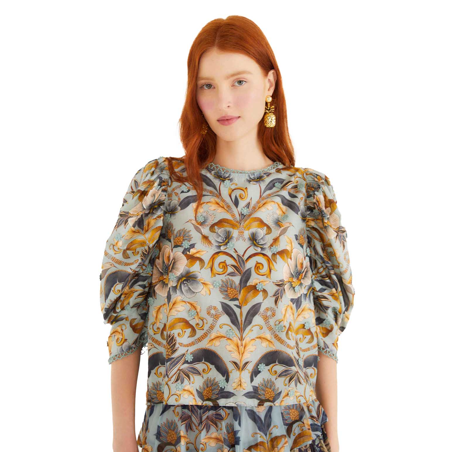FARM Rio Snake Garden Blue 3D Blouse
